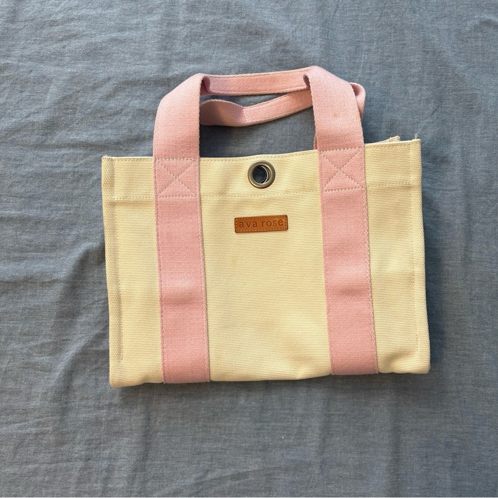 Heavyweight Canvas Cream and Pink Tote Bag